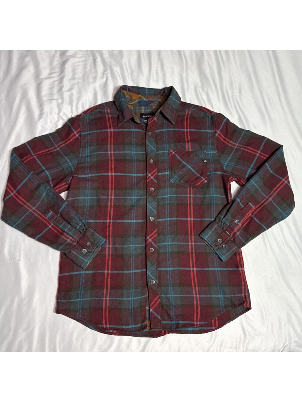Marmot Flannel Shirt Men’s M Plaid Button Up Long Sleeve Casual Outdoor Gorpcore